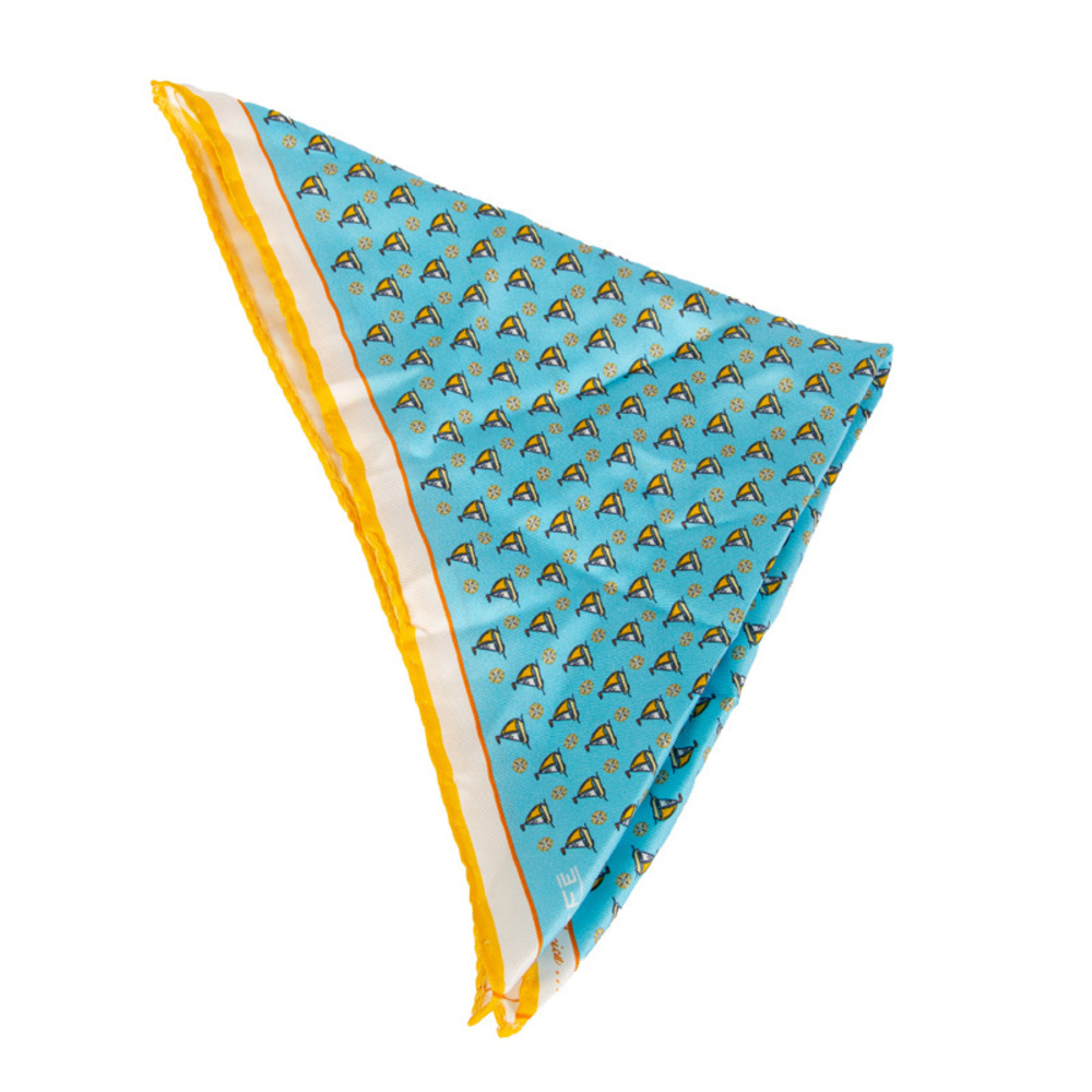 FEFE SKY BLUE, YELLOW, PRINT PAISLEY POCKET SQUARE | MENS SIZE 32CM